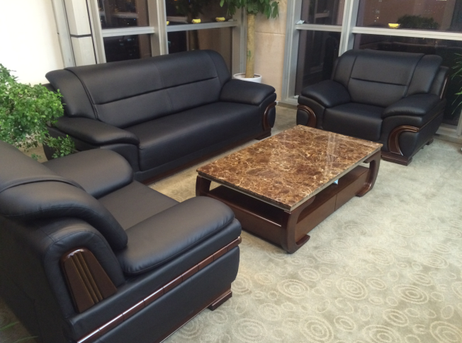 君发永旺 皮质办公沙发 商务办公室沙发 会客办公沙发茶几组合  西皮单人位