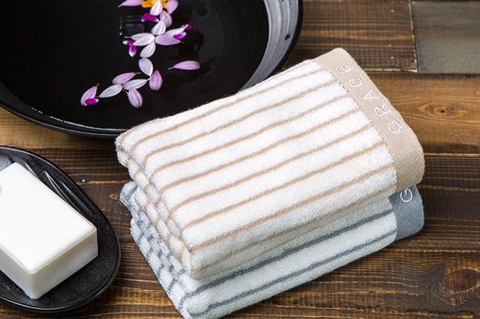 洁丽雅（Grace）毛巾家纺 经典条纹系列纯棉强吸水毛巾 二条装 兰/棕 72*34cm