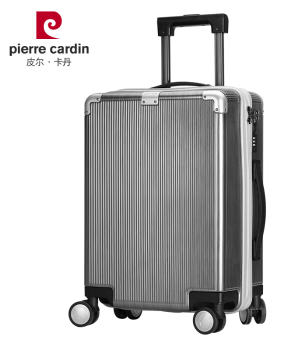 皮尔卡丹拉杆箱 静音万向轮行李箱男女 拉丝防刮密码箱登机箱 20/24/28英寸旅行箱 灰色 20寸
